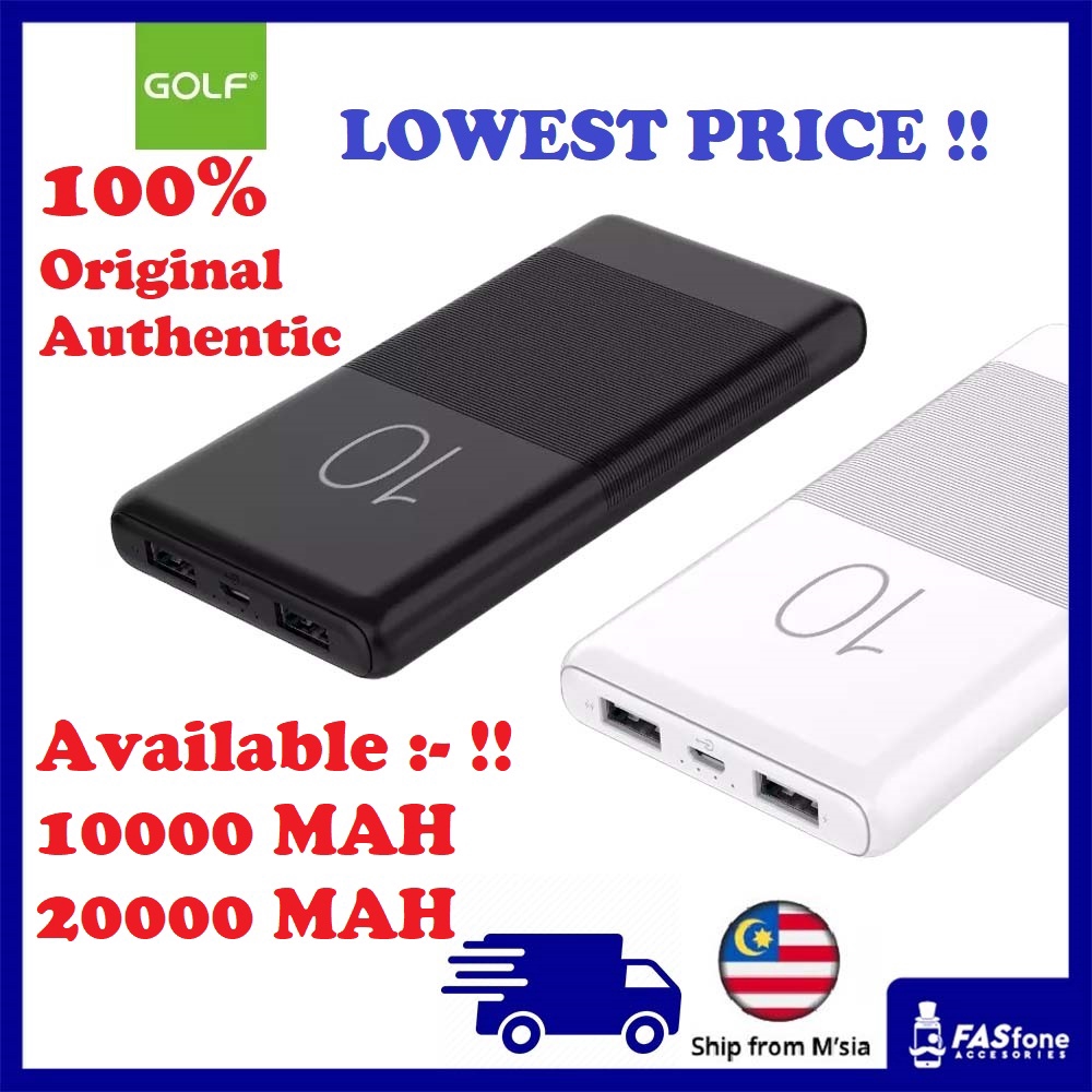 (Local Ready stocks) Golf Power Bank Ultra Slim 10000mAh Full Capacity