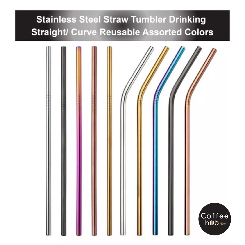 (Ready Stock)Stainless Steel Straw Tumbler Drinking Straight/ Curve