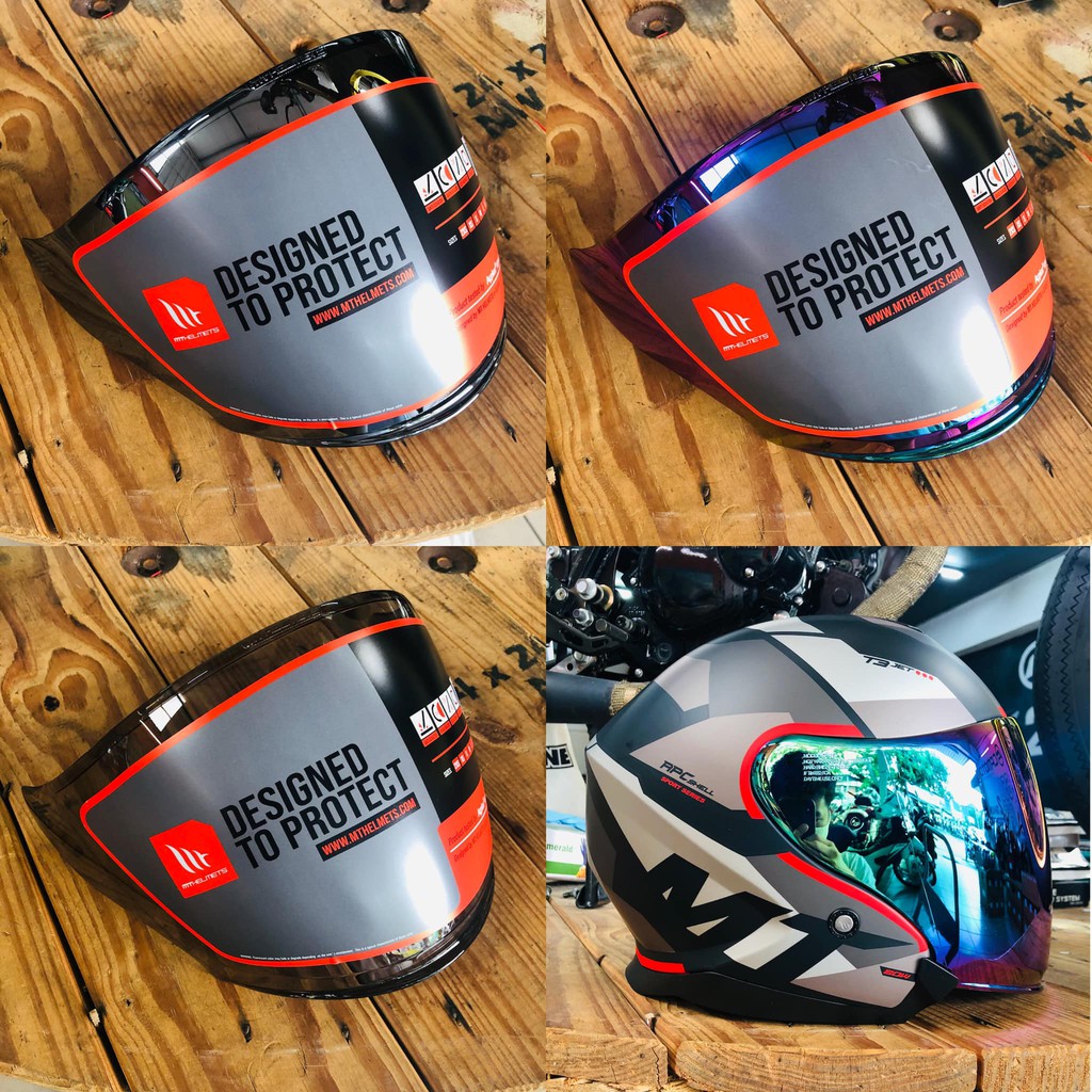 MT Helmet Open Faced Helmet OF504SV Thunder 3 Jet Visor Smoke / Rainbow Iridium / Chrome Mirror Visor