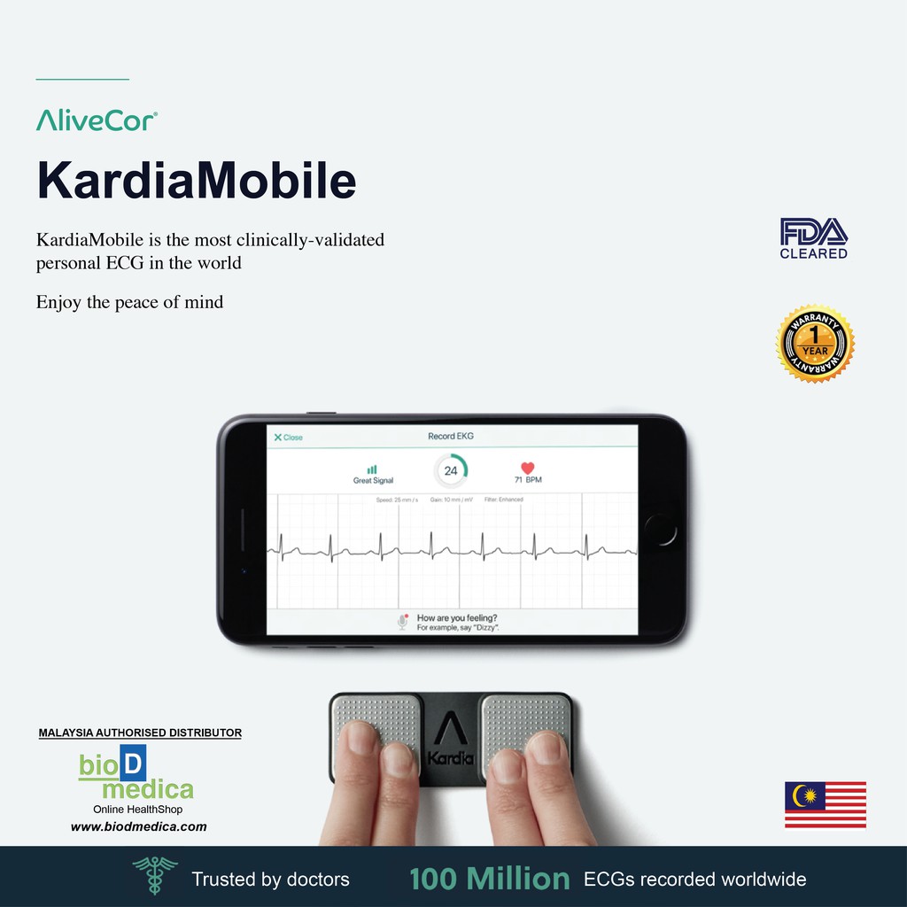 AliveCor KardiaMobile ECG Monitor Wireless Personal ECG Device Detect ...