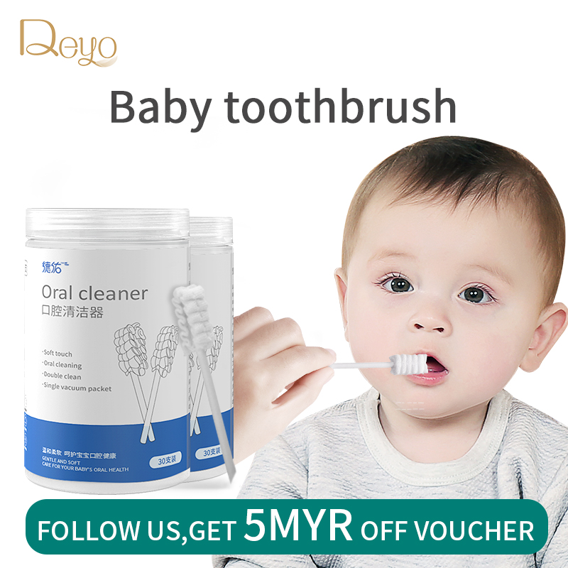 Deyo Disposable Baby Oral Cleaner Tongue Cleaner Soft Tooth Brush 30pcs