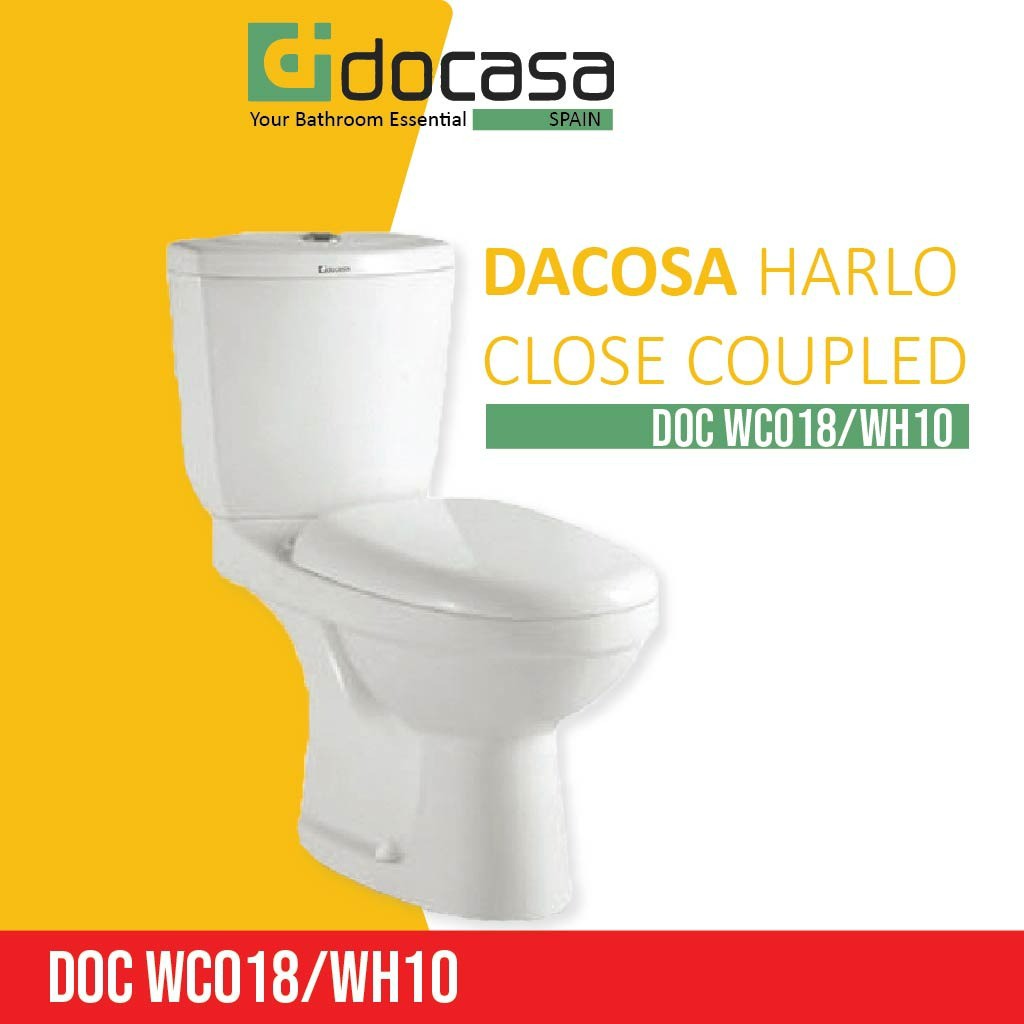 DOCASA HARLO WC CloseCouple Toilet Bowl S Trap Wash Down Water Closet