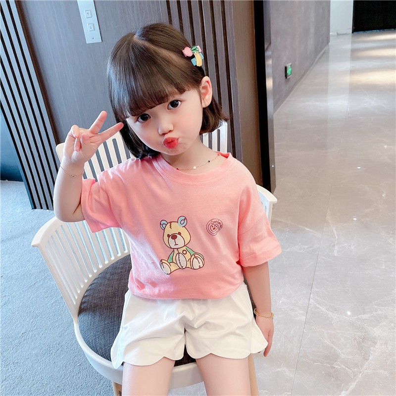 ◇Baby girl casual loose summer short-sleeved 2021 new thin T-shirt fashion cute  Korean style trendy 3 | Shopee Malaysia