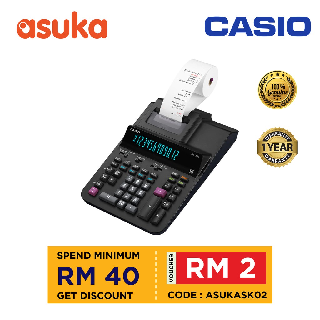Casio DR120RBK Printing Calculators (Heavyduty Type / DeskTop Type