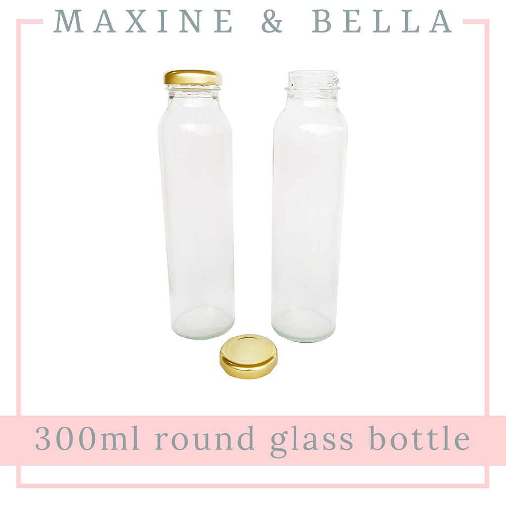 (5 bottles) 300ml round glass bottle / juice bottle / cold brew coffee ...