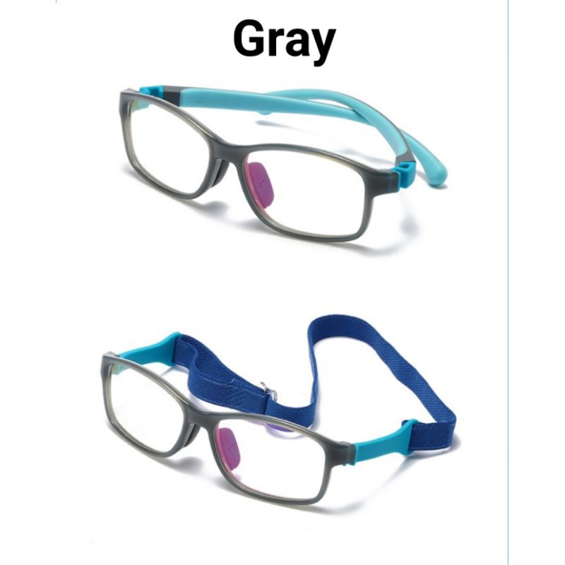 AMC children's anti-blue light glasses for 2 in 1 sport silicone frame for children specs frame prescription myopia lens