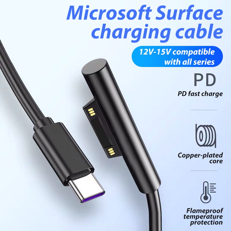 Fonken PD45W Fast Charging USB C Cable Power Supply Charge Cable for Microsoft Surface Pro 3 4 5 6 Surface laptop Type C Cable