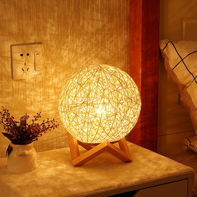 Rattan Ball 3D Moon LED Light Night Lamp Table Bola Rotan 3D Bulan Lampu Meja Bilik Tidur USB Decoration Room | Shopee Malaysia