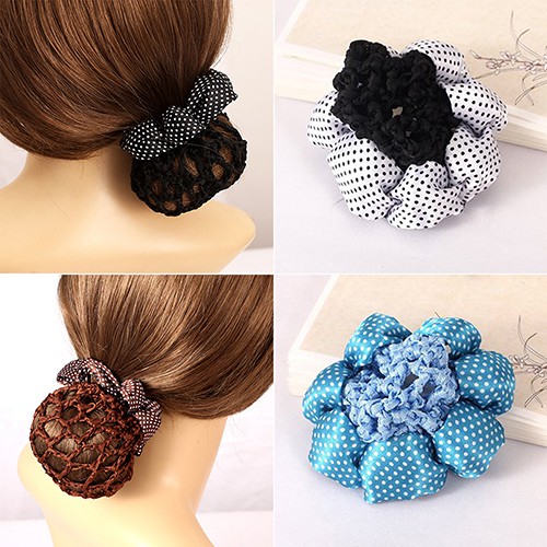 Girl Women Dot Shiny Bun Cover Snood Hair Net Nets Ballet Crochet
