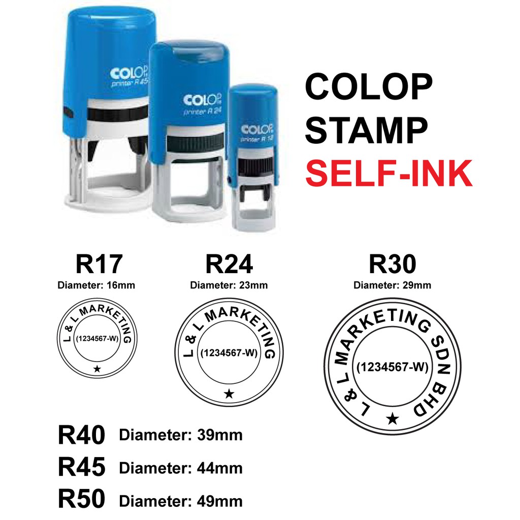 COLOP Self-Inking Stamp Pre-ink Rubber Stamp - ROUND SHAPE | Shopee ...