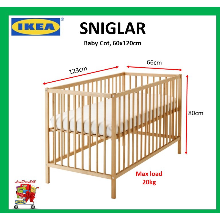 ikea sniglar crib dimensions