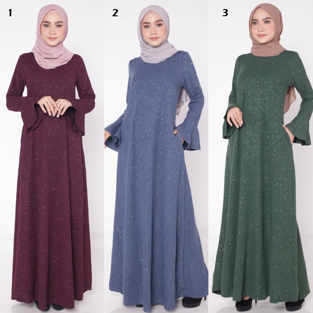 Muslimah Moden  Madelyn Glitter Ironless Jubah  Dress 