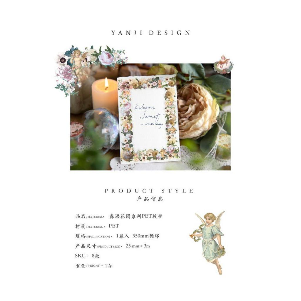 Durable Versatile 25mm*3m die-cut PET tape flower DIY scrapbook journal decorative material loop sticker