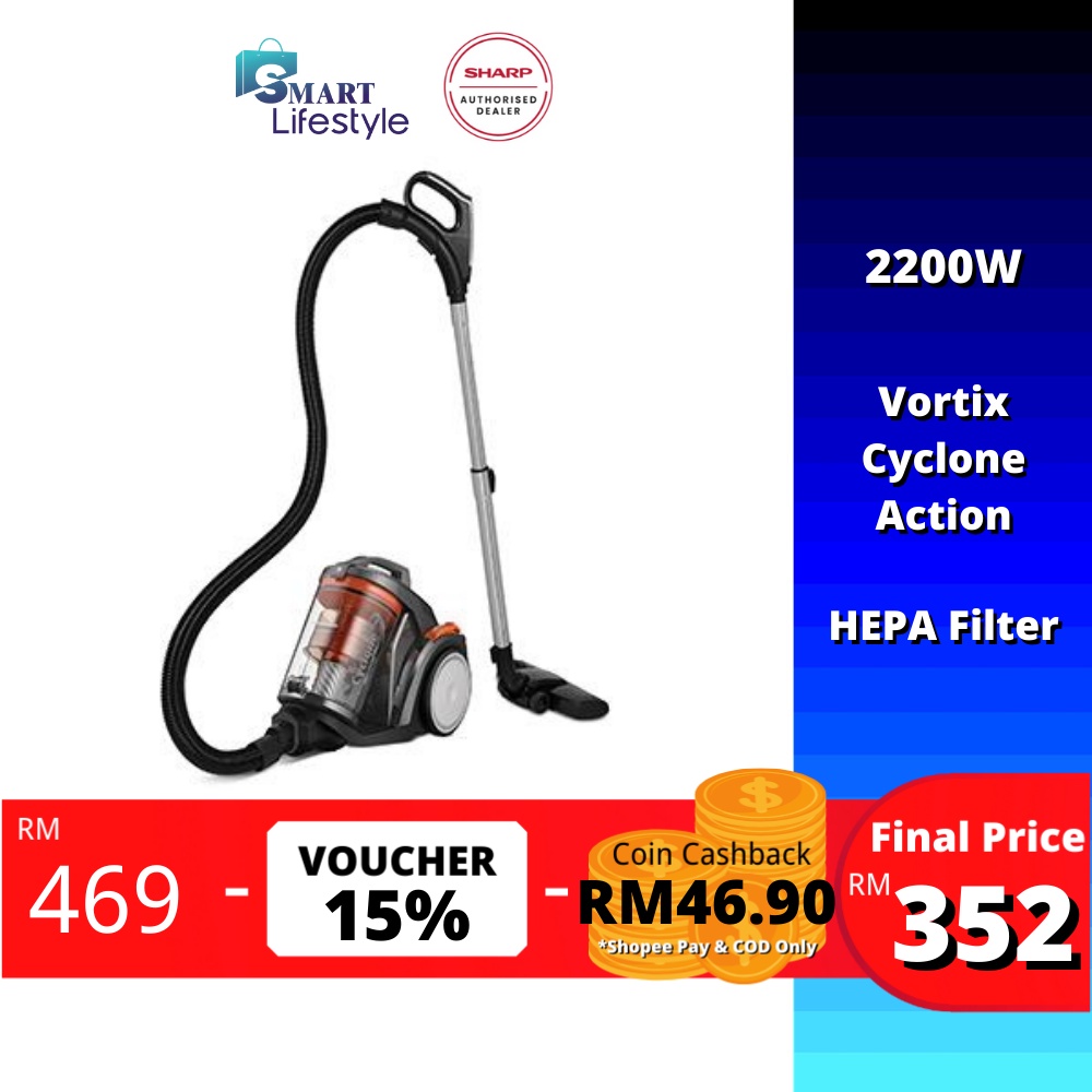 Sharp Vortix Cyclone Action Bagless Vacuum Cleaner ECC2219N