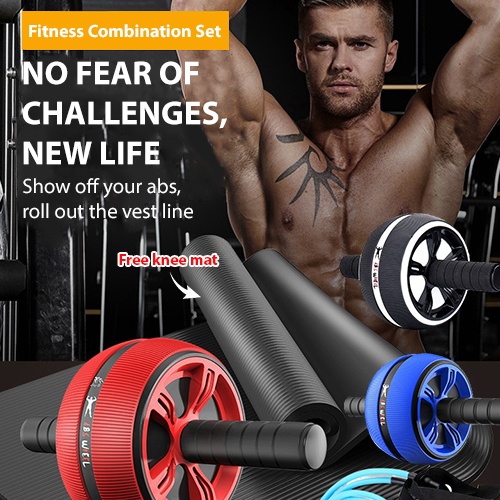 [muhammaffarhan] - New Abdomen Wheel Roller Comfortable Handle Non-slip Home Fitness Gym Equipment Effective