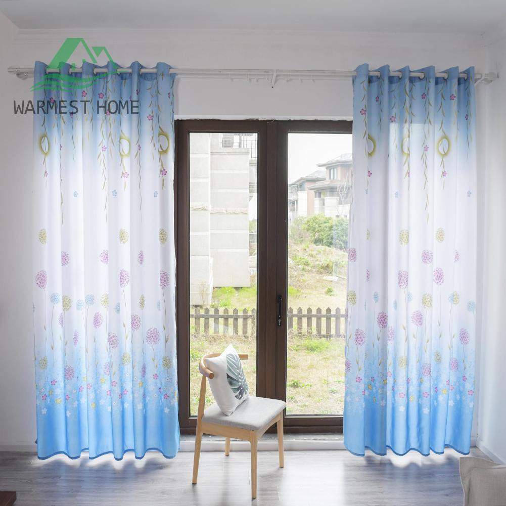 Curtain Dandelion Printed Semi Blackout Curtains Windows Drapes