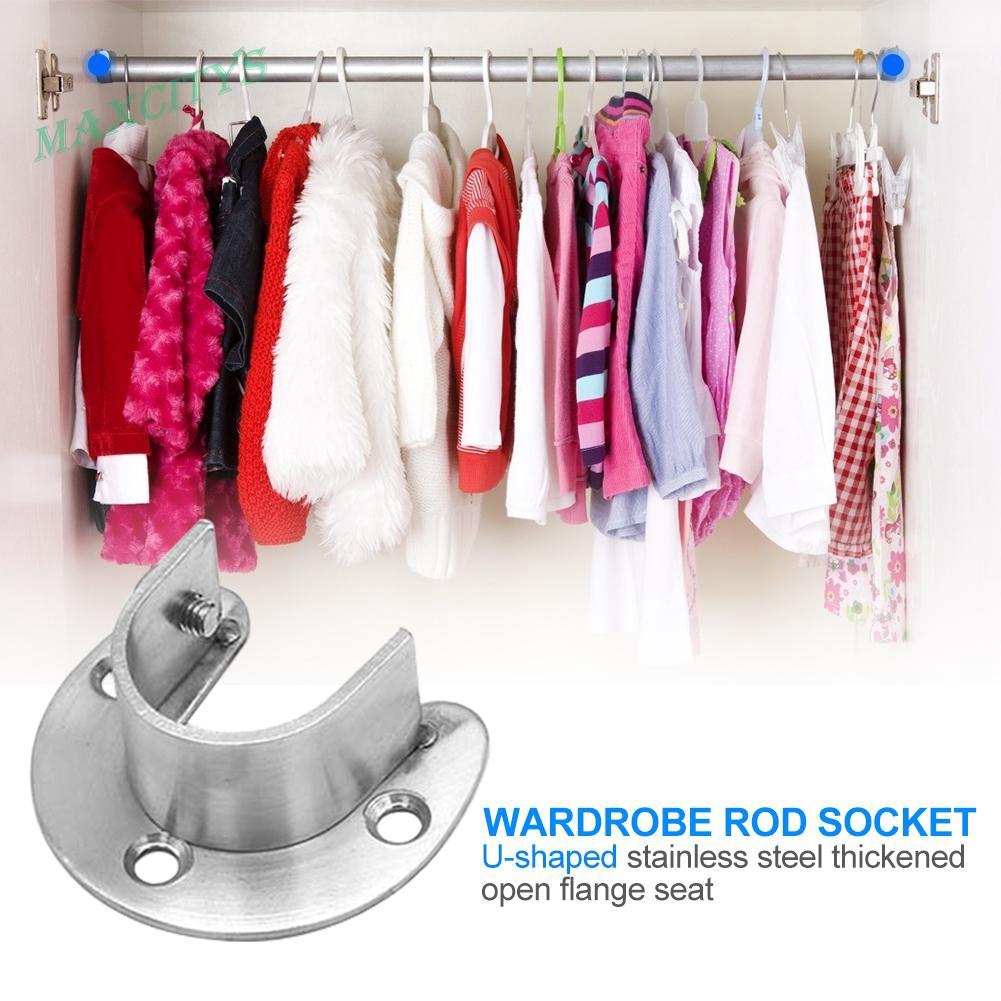 U Shaped Closet Rod End Support Stainless Steel Wardrobe Rail Pole