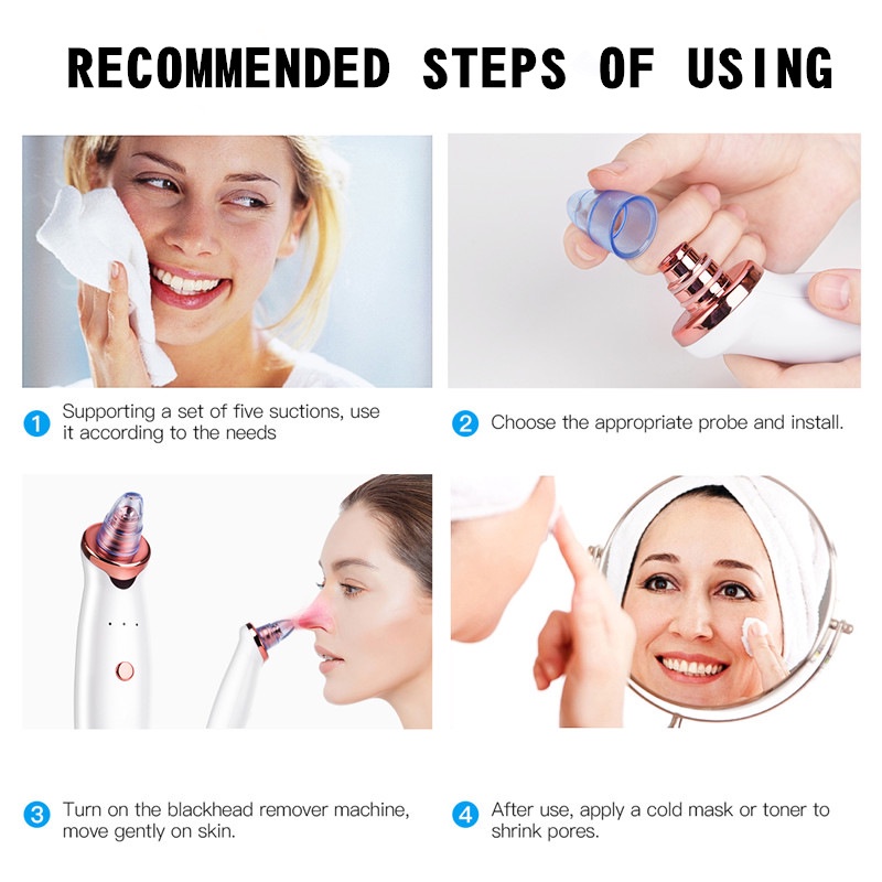 Electric Blackhead Remover Vacuum Facial Acne Cleaner Pimple Pore