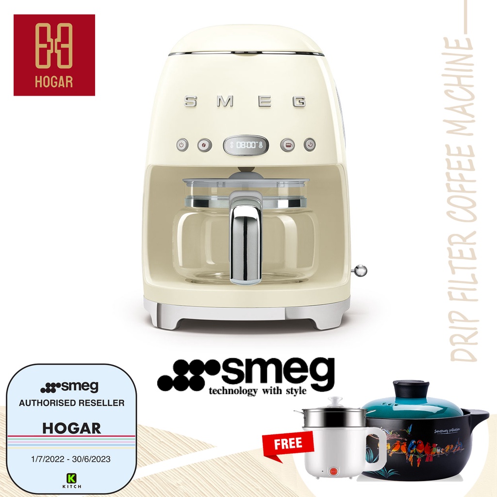 Smeg Drip Filter Coffee Machine DCF02 | Cream | Filter Coffee | Dripper Coffee Maker | Portable Coffee Machine  | Smeg |