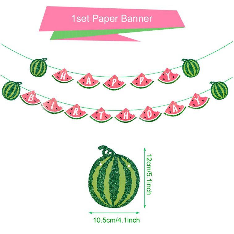 Huiran Summer Watermelon Birthday Banner Fruit Theme One Year