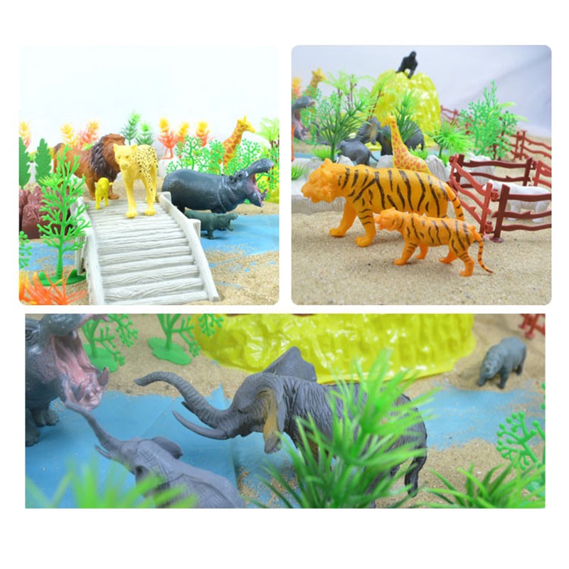 100Pcs/Set Wild Animal Zoo Set Kid's Gifts Jungle Forest Animal Model Toy |  Shopee Malaysia