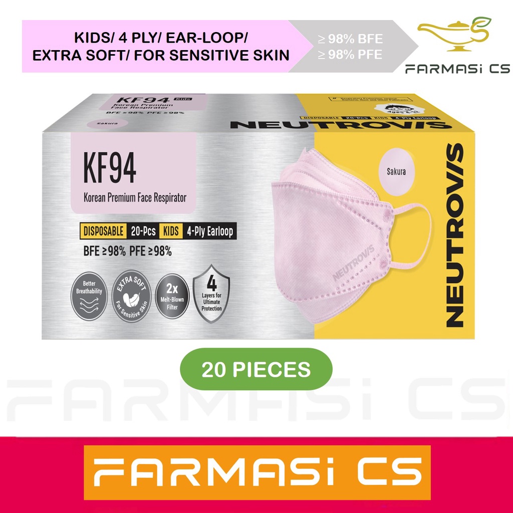 Neutrovis KIDS KF94 4 PLY Ear Loop Premium Medical Face Mask ( Sakura ) 20 Pieces [Extra