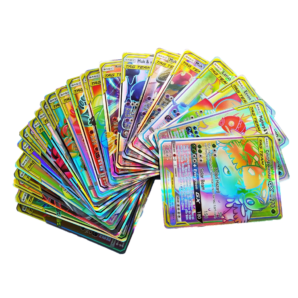 Lot 100 Pieces Pokemon Cards Pack All Holographic Brand New Including Team Gx And Rainbow Rare Gx Shopee Malaysia