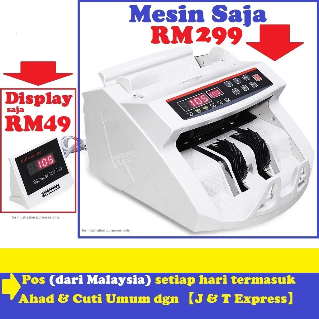 Mesin Kira Wang Tunai Cash Money Note Counting Counter Machine UV Led