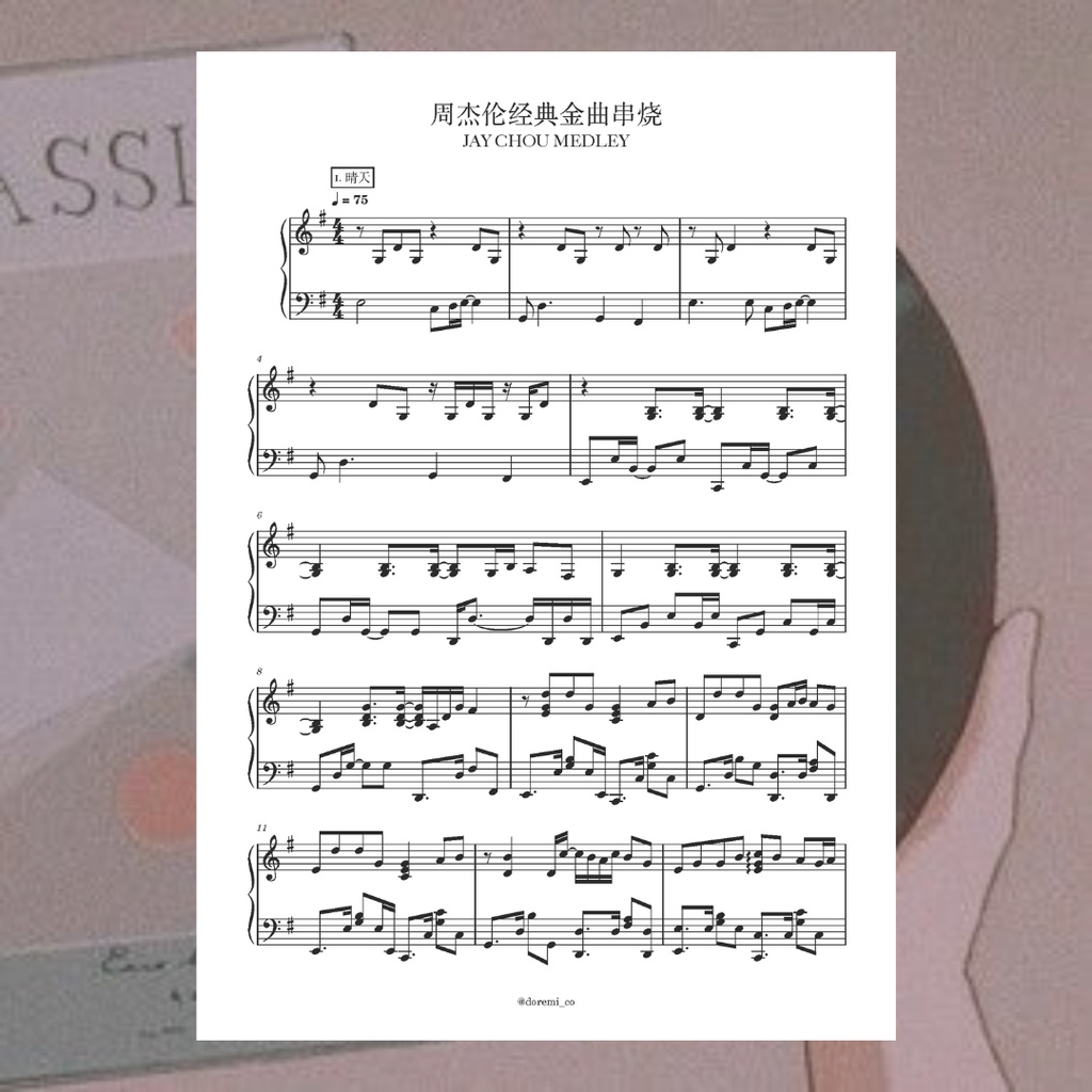 周杰伦经典金曲串烧钢琴谱 进阶演奏版 ⭐️ Jay Chou Top Classic Songs Medley Piano Music Sheet