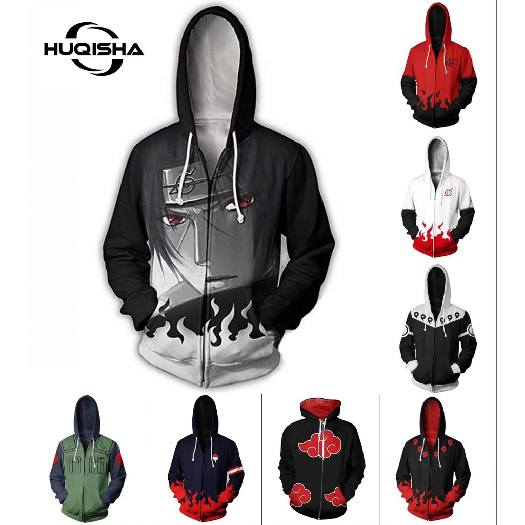 Men Casual Women Naruto Uchiha Itachi Hoodie Zipper Sweatshirt Cosplay Japanese Anime Uzumaki Akatsuki Sakura Zip Jacket Shopee Malaysia
