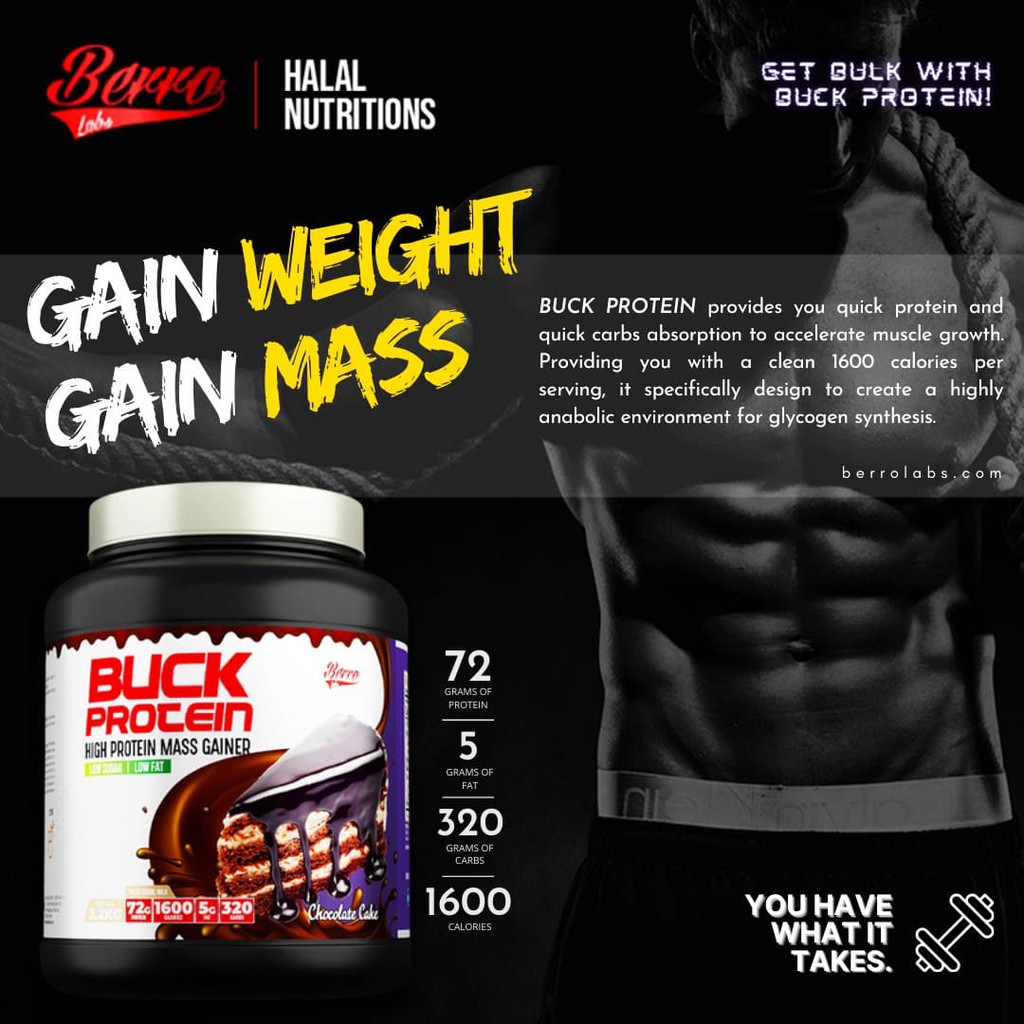 Berro Labs Buck Protein Mass Gainer 2 2kg Halal Lulus Kkm Free Shaker Mass Weight Gainer Fitness Gym Supplement Shopee Malaysia