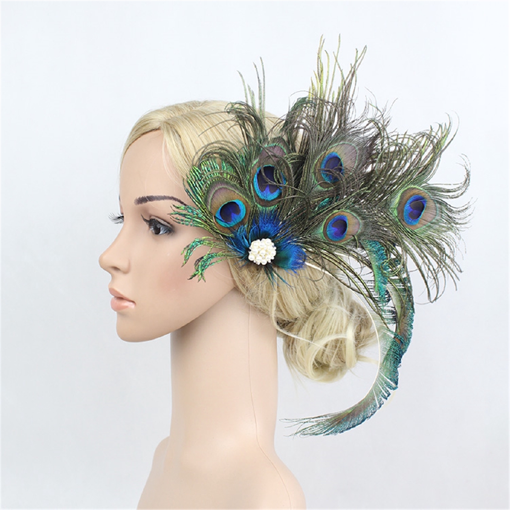 Peacock Headpiece Flapper Costume Headband Headdress Feather