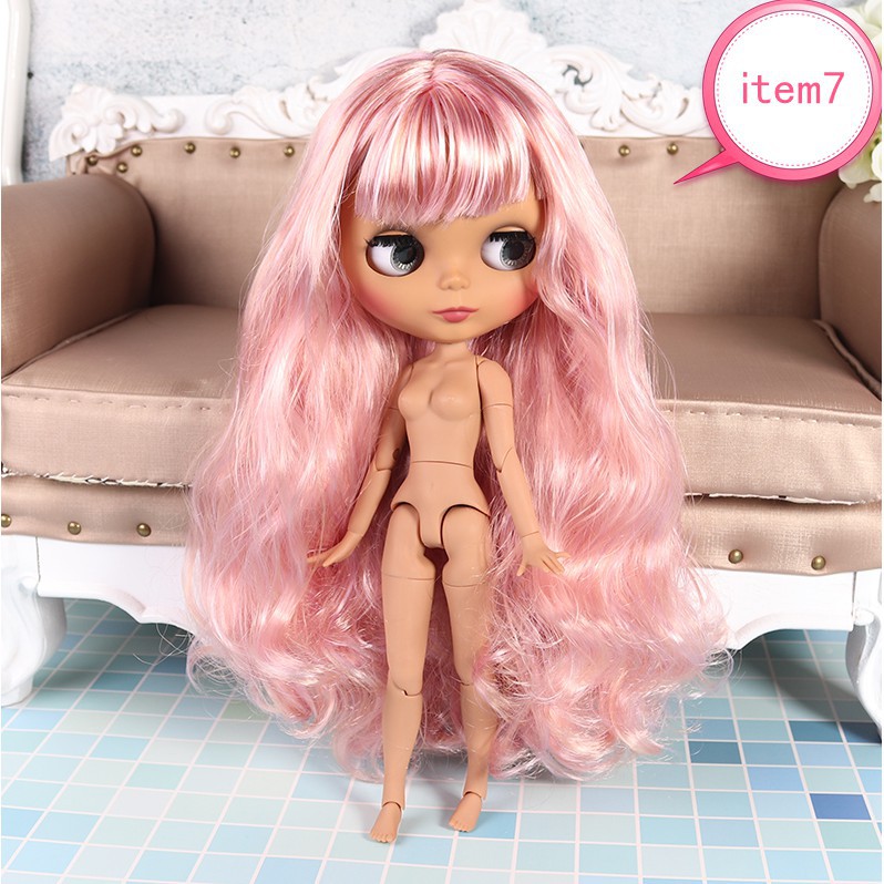 12" Neo Blythe Doll Factory Nude Doll Dark skin Brown Bang hair SD126 Azone body 