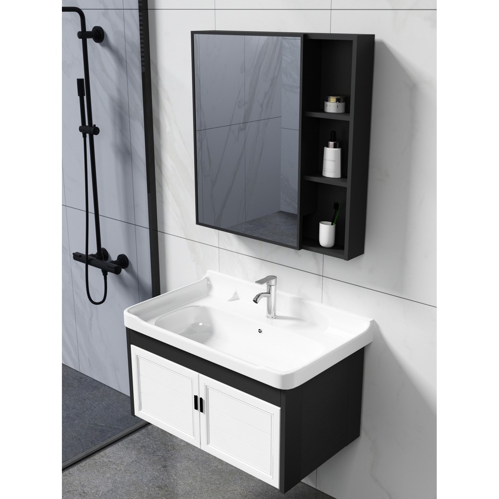 Space Aluminum Bathroom Cabinet Vanity Cabinet Combination Washbasin Small Apartment Bathroom Vanity Sink Vanity Vanity Shopee Malaysia