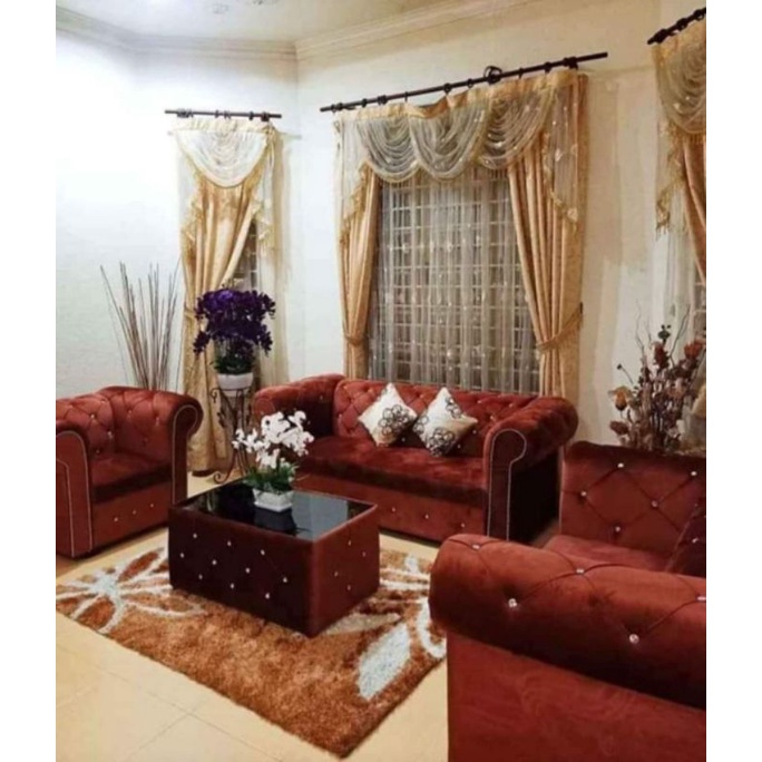 TERMURAH🔥SOFA CHESTERFIELD 3+2+1+MEJA KOPI WITH MIRROR KEDAI KELANTAN