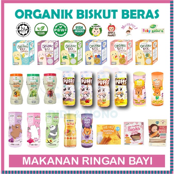 Baby Organic Teethers Puffs Cracker Makanan Bayi Biskut Bayi 6m+