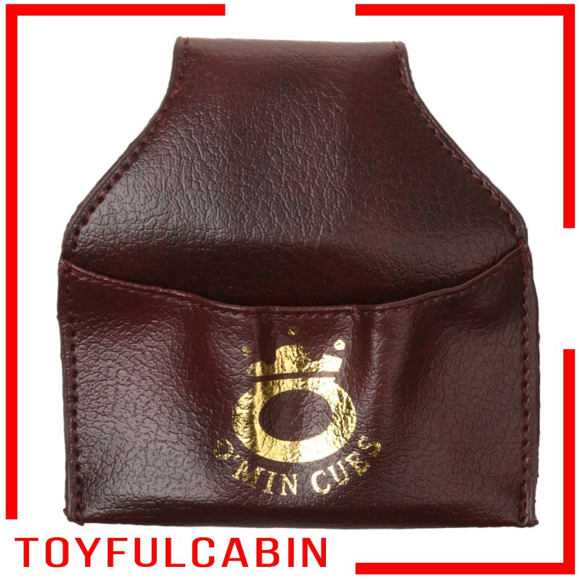 Brown Billiard Snooker Pool Cue PU Leather Chalk Holder Pouch Bag w/Clip 