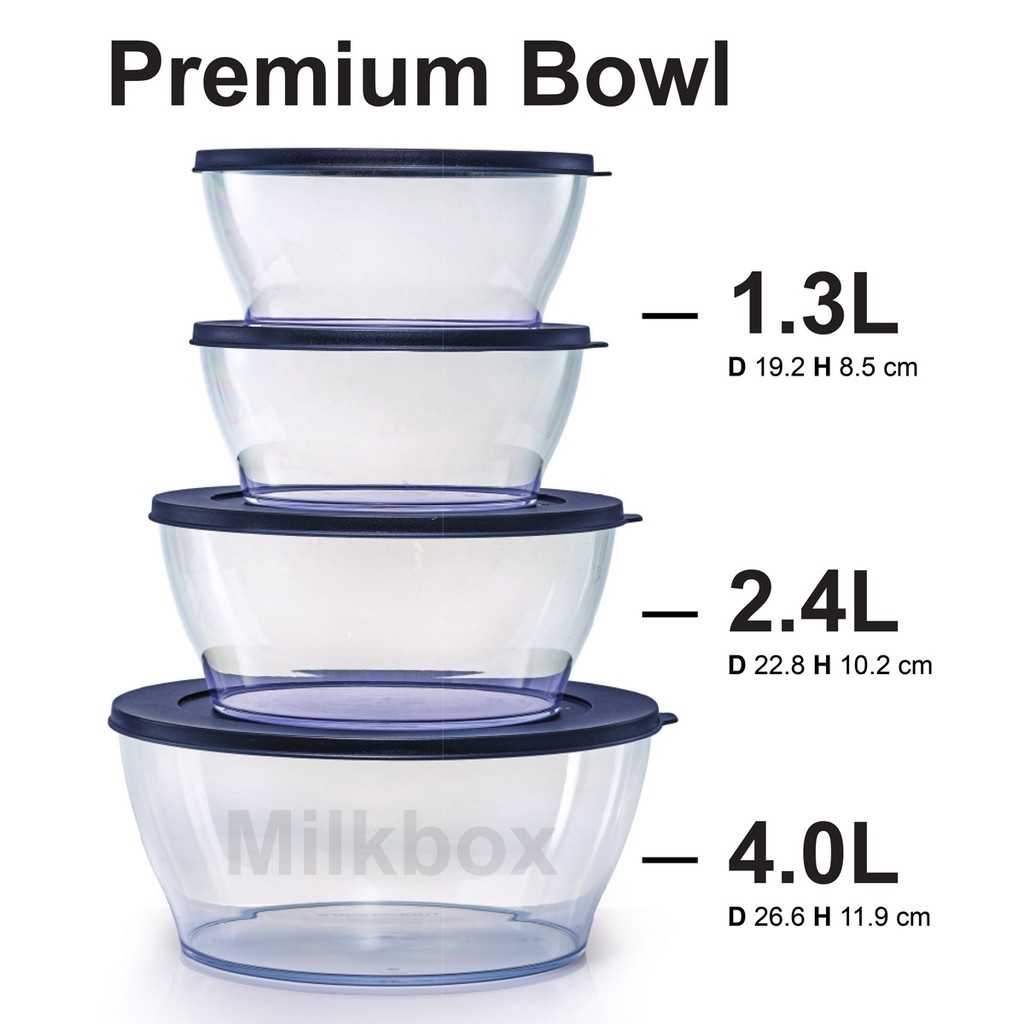 [Tupperware Level set] Premium Salad Multipurpose Bowl Set (1.3L / 2.4L / 4.0L) / Regal Ruby Bowl (1pc) 2.0L