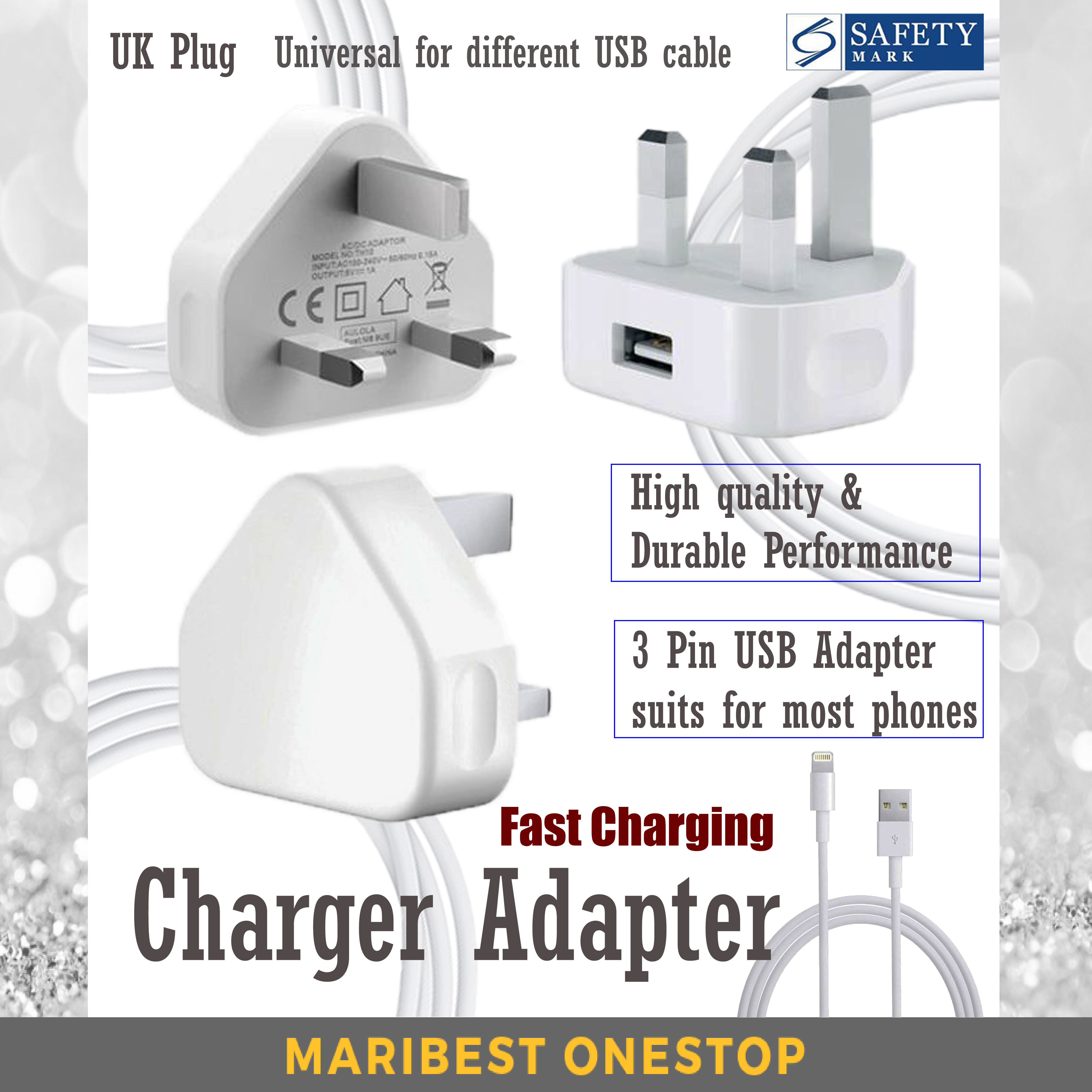 Mobile Phone Charger Adapter USB Wall Charger Travel Fast Charging Adapter for iPhone Samsung Huawei Tablet UK Plug