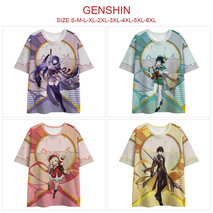 Original God Game Merchandise T-Shirt Printed Top Full Color Genshin impact Short-Sleeved Loose Tshirt