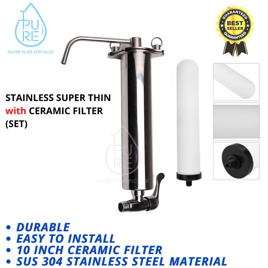 Indoor Filter 10”  SUS304 Stainless Steel Countertop Nut Ceramic Water Filter Set [ Standard Size ]