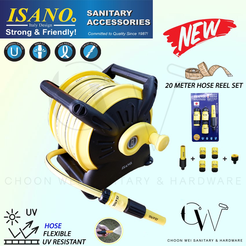 ISANO STACKABLE HOSE REEL SET 20METER WITH WALL MOUNTING getah paip
