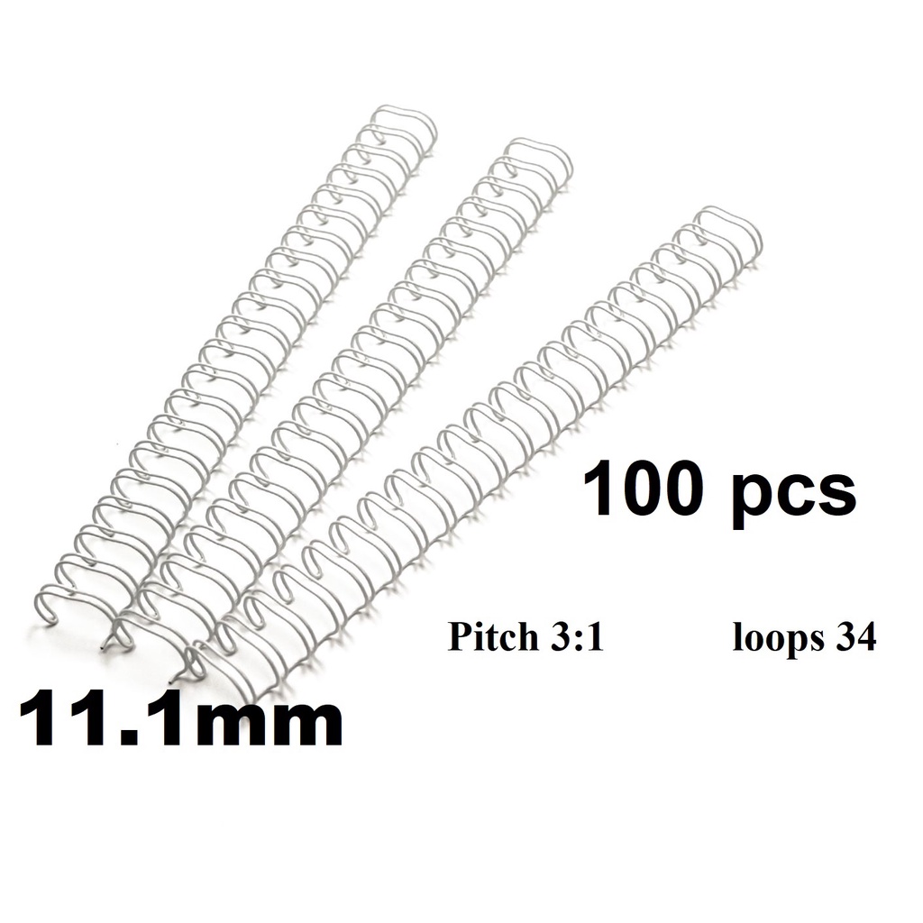 Wire Binding Spines, Steel Wire O ring 3:1 34 loops 100 PCS White 11 ...