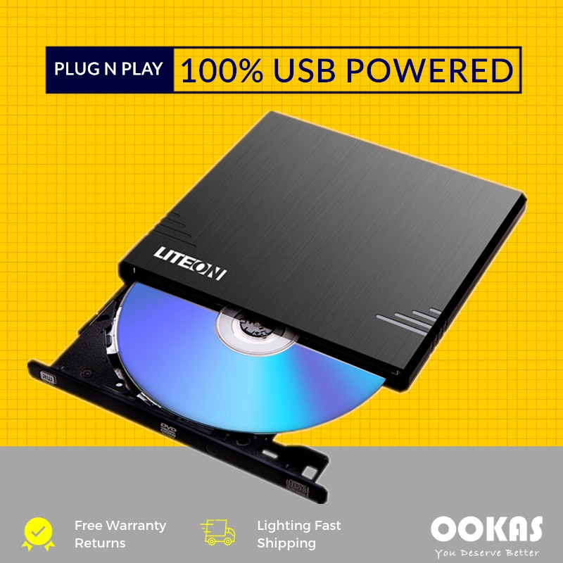 LITEON Ultra Slim USB Powered External DVD/CD Writer Plug & Play