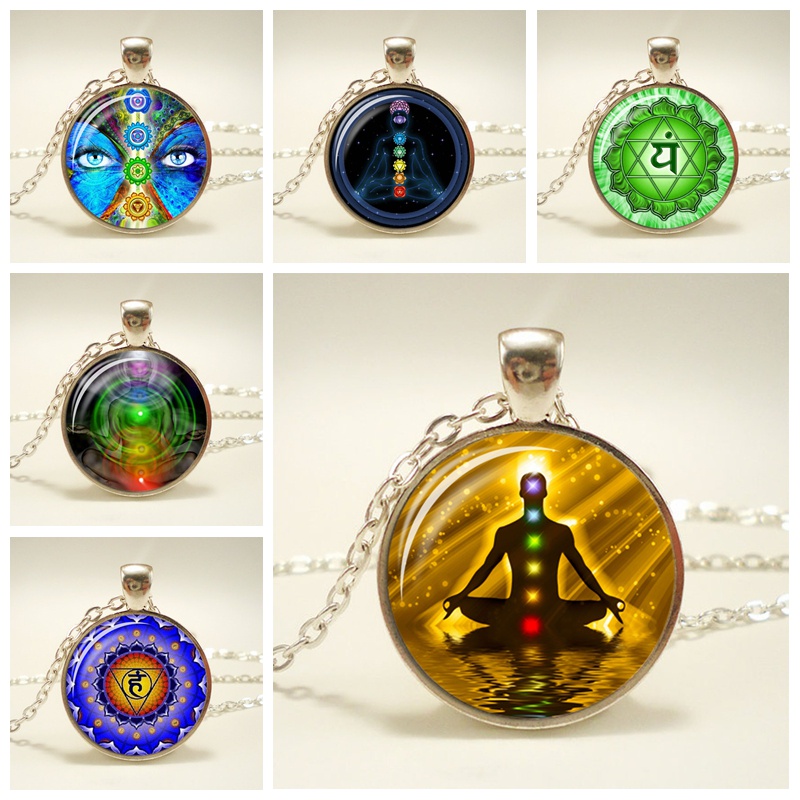 7 Chakra Reiki Healing Necklace Buddha Yoga Meditation Pendant Spiritual Om Symbol Indian Chain Statement Hope Necklace