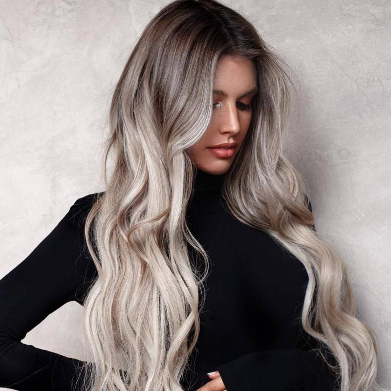 High Temperature Fiber Grey Hair Wigs Long Natural Body Wave Gray