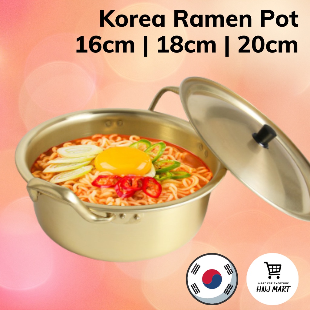 Korea Premium Ramen Pot with Cover 16cm/18cm/20cm Korea Gold Pot/Yellow ...