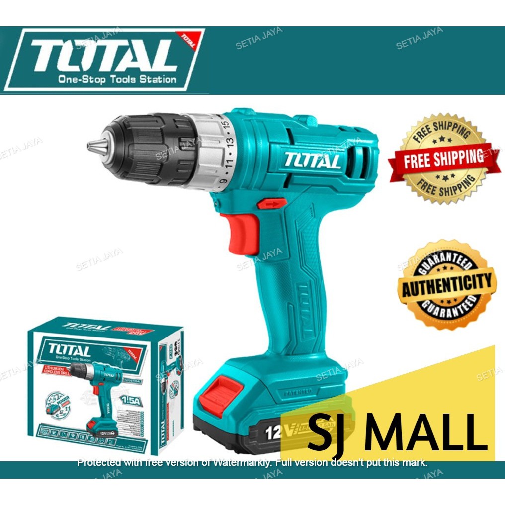 TOTAL TDLI1211 Cordless Drill 12V Liion Shopee Malaysia