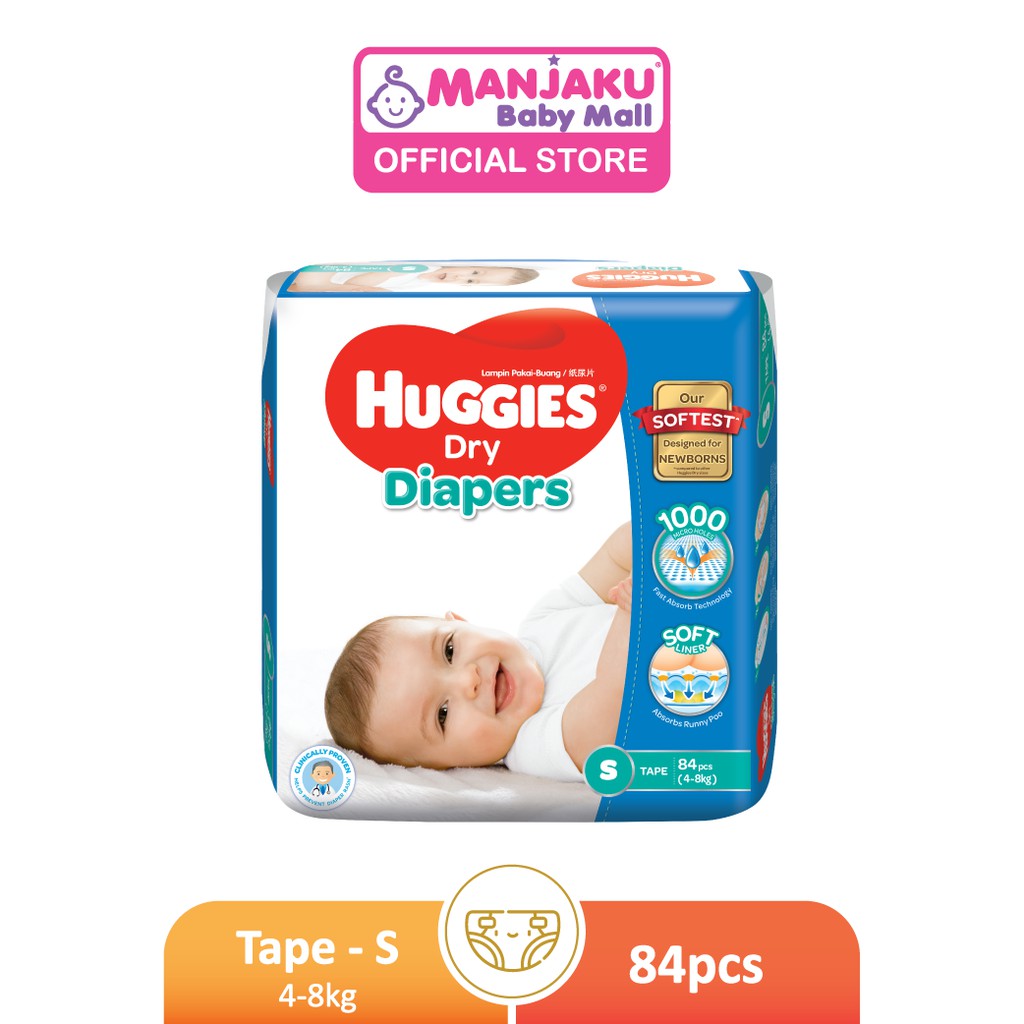 Huggies Dry Diapers Super Jumbo Pack S/M/L/XL/XXL Shopee Malaysia