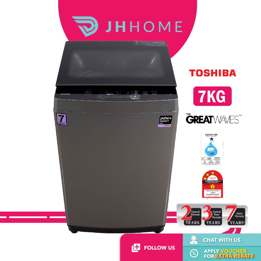 TOSHIBA Soft Close Lid Fully Auto Top Load Washing Machine Washer (7kg) AWJ800AM(SG) Shopee